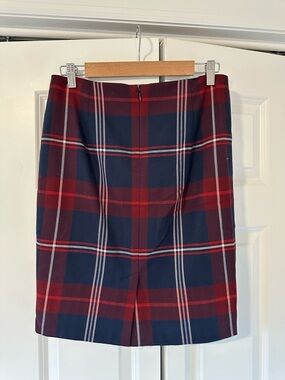 Tommy Hilfiger Plaid Pencil Skirt - Navy, Burgundy & Red - Size 4